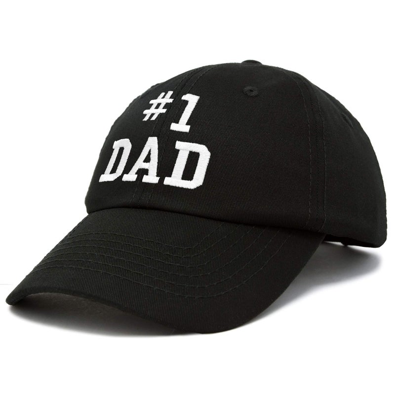 DALIX #1 Dad Hat Number One Embroidered Baseball Cap Black - Image 4